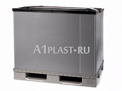 Складной пластиковый контейнер Polyboх на поддоне 1200х800х1125 мм серый