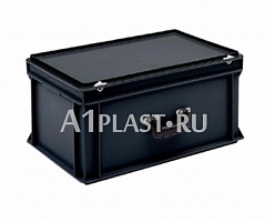 Антистатический пластиковый чемодан 1 ручка 600х400х295 мм черный