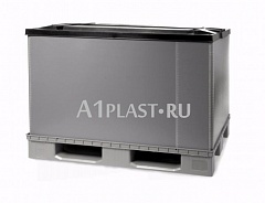 Складной пластиковый контейнер Polyboх на поддоне 1200х800х900 мм серый