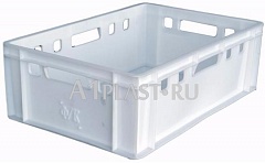 Мясной морозостойкий пластиковый ящик Е2 600х400х200 мм белый