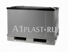 Складной пластиковый контейнер Polyboх на поддоне 1200х800х825 мм серый