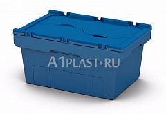 Полимерный контейнер с усиленным дном и с крышкой 600х400х220 мм синий